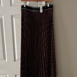 LOFT Printed and Burgundy Maxi Skirt